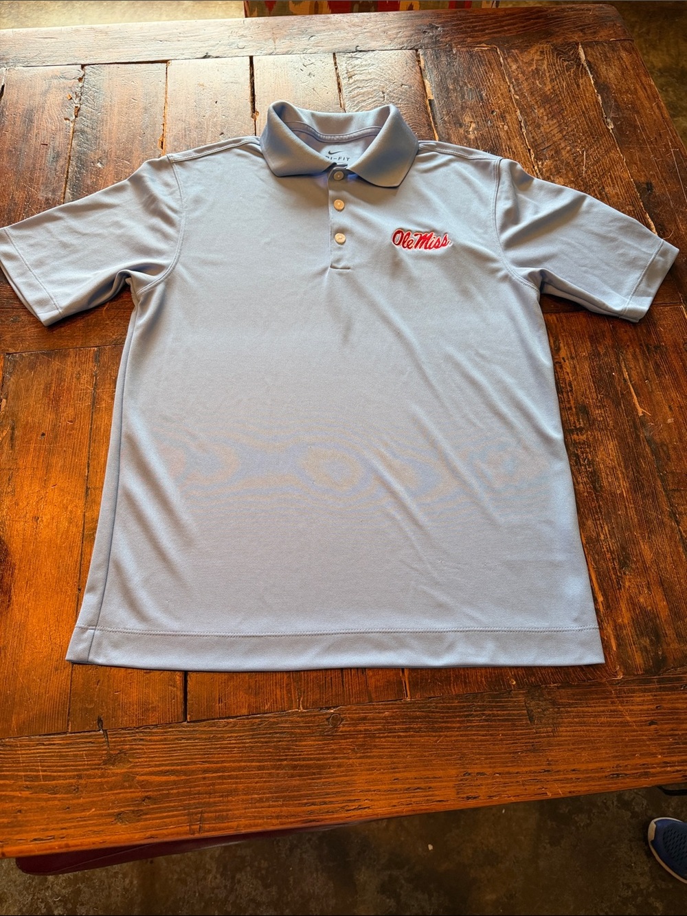 Nike Light Blue Polo with Red Ole Miss Script-SizeXSmall